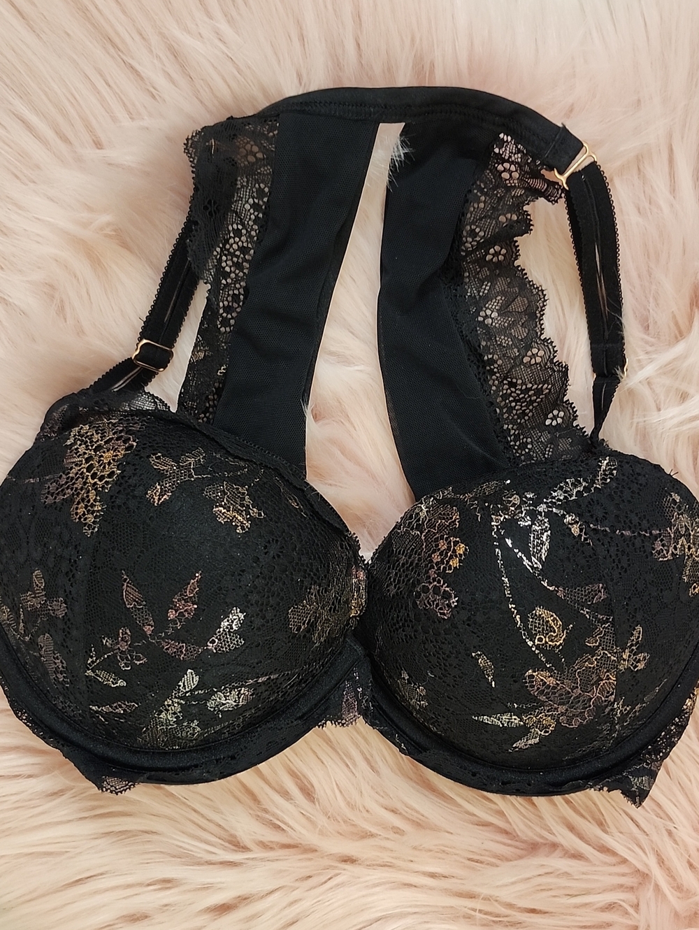 PRE-LOVED PINK VICTORIA'S SECRET DATE RACERBACK PUSH-UP BRA-32DD